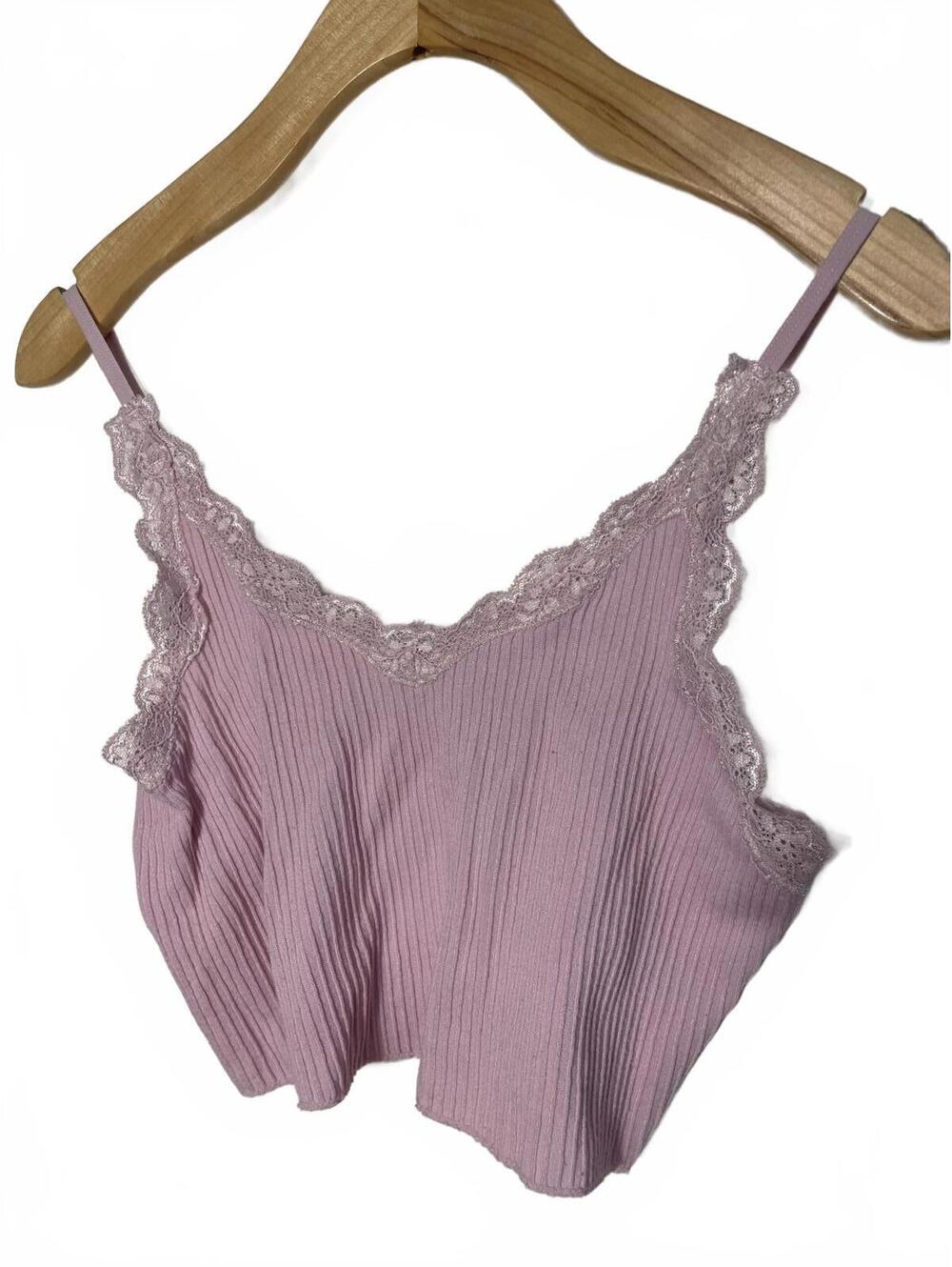 mi ami  Lace Trim Cami Blouse Tank Top Women's Small Purple